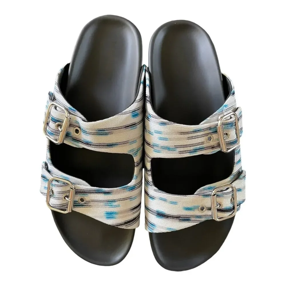 Missoni Milano Spa Slide Sandals Adjustable Double Buckle Strap Boho Sz US8